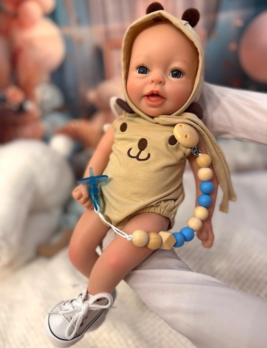 Conjunto de pijama con capucha marrón - Para bebés reborn de 36 a 48 cm