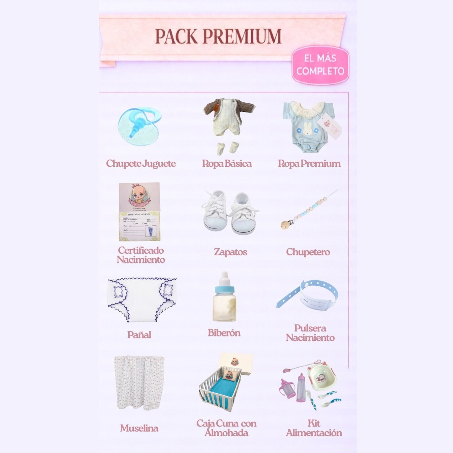 Leo Niño Muñeco Reborn Silicona 33cm/1.2kg + Pack Premium