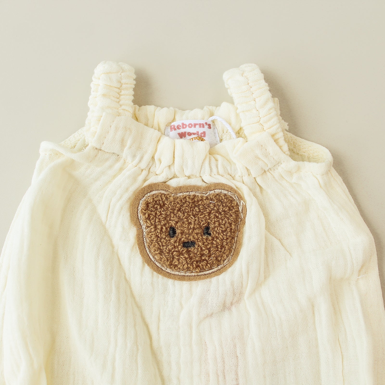 Conjunto de mascota y gorro de lino con orejas - Para bebés reborn de 44 a 52 cm