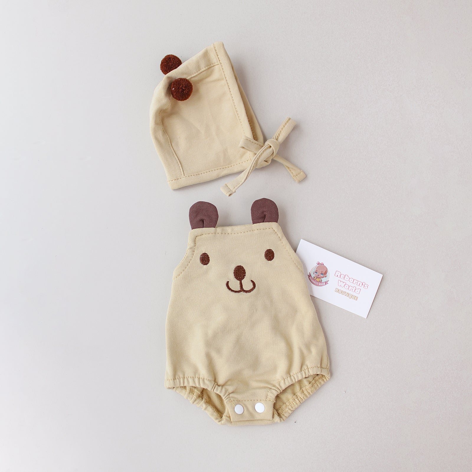 Conjunto de pijama con capucha marrón - Para bebés reborn de 36 a 48 cm