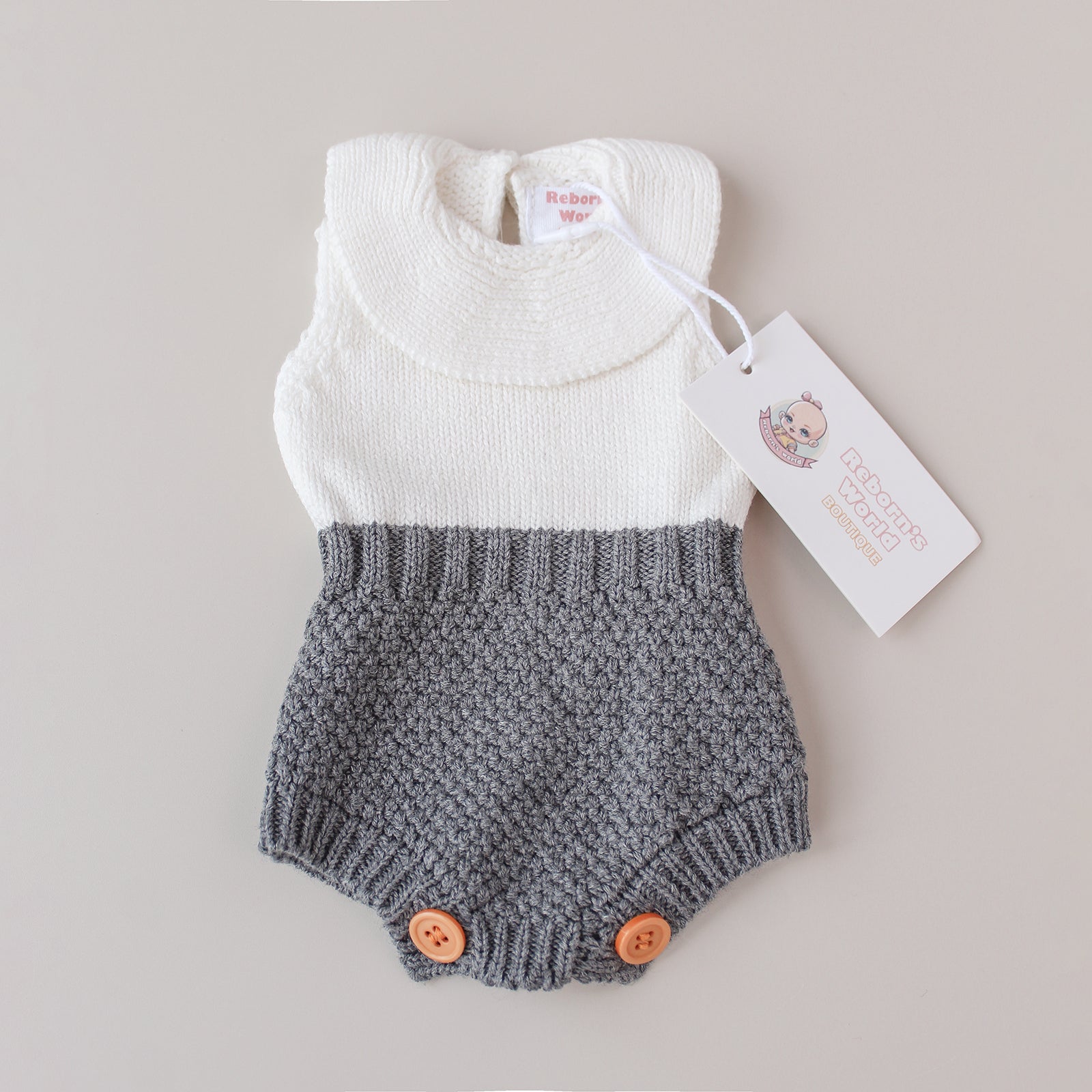 Soportes portátiles con cabeza bobo gris y blanca – Para bebés reborn de 36 a 40 cm