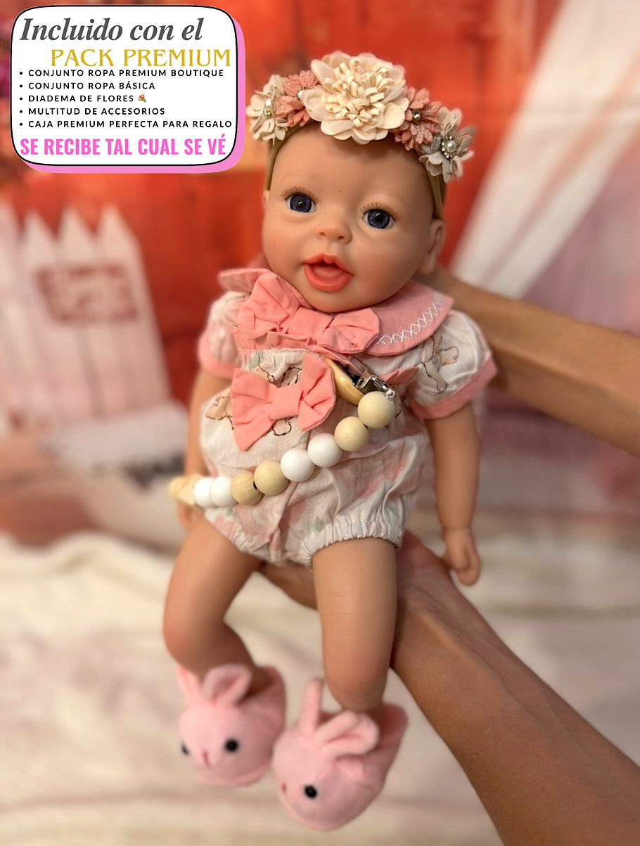 Muñeca Bimba Niña Reborn Silicona 36cm / 1.6kg + Pack Premium