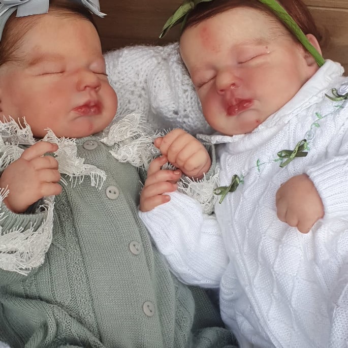 Reborn Muñecas Gemelas Ely y Oli Ninãs | 56cm | 2.300 kilogramos