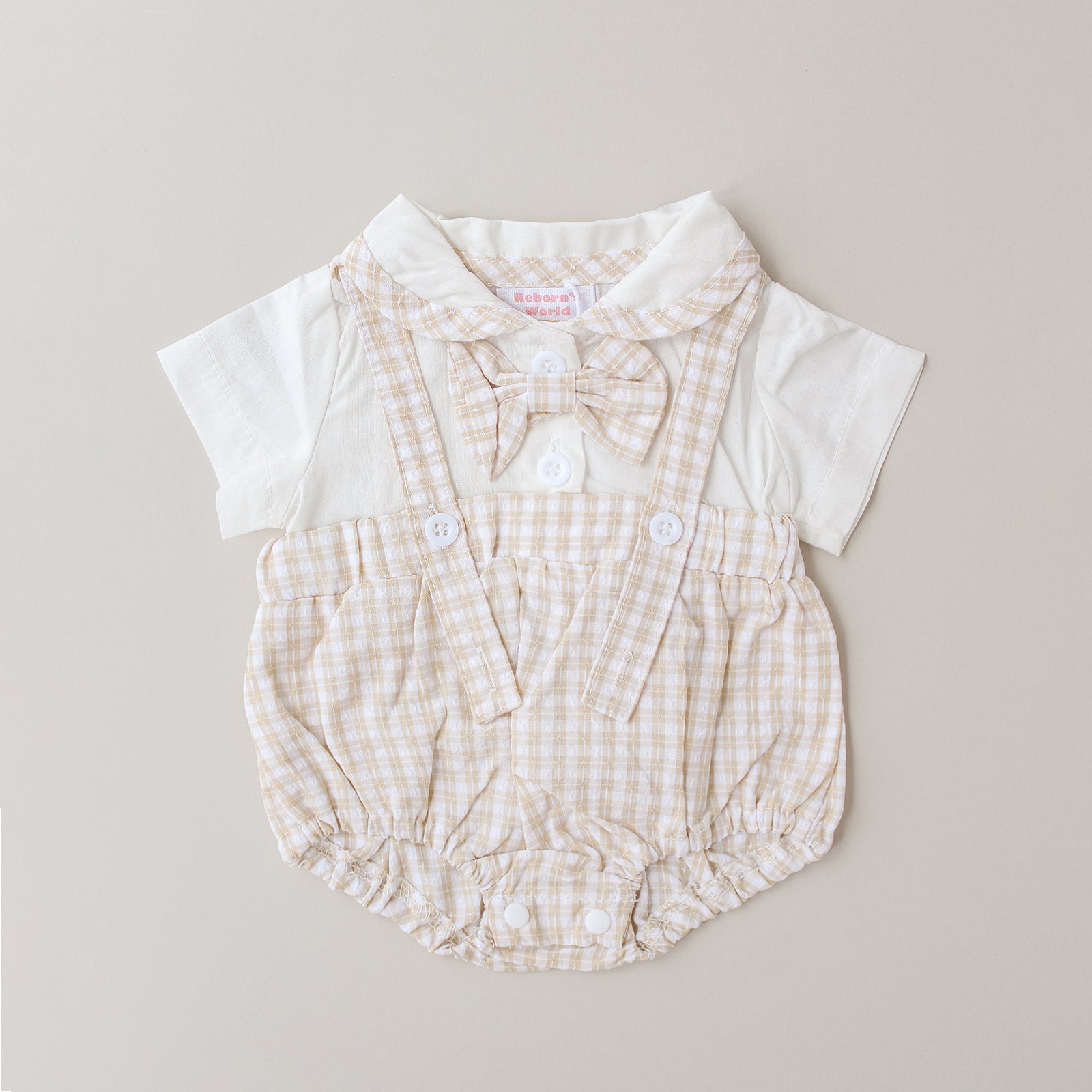 Mascota Quadro con camiseta y pajarita - Para bebés reborn de 44 a 52 cm 