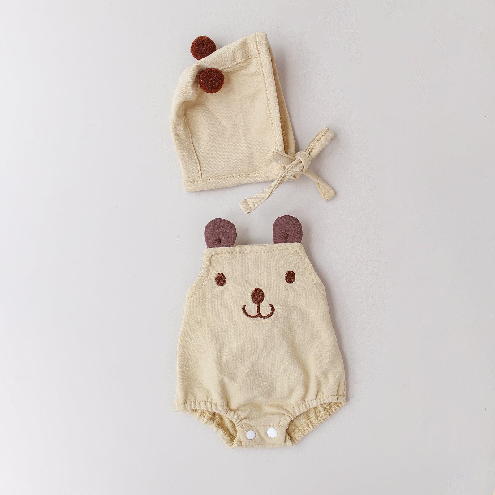Conjunto de pijama con capucha marrón - Para bebés reborn de 36 a 48 cm 