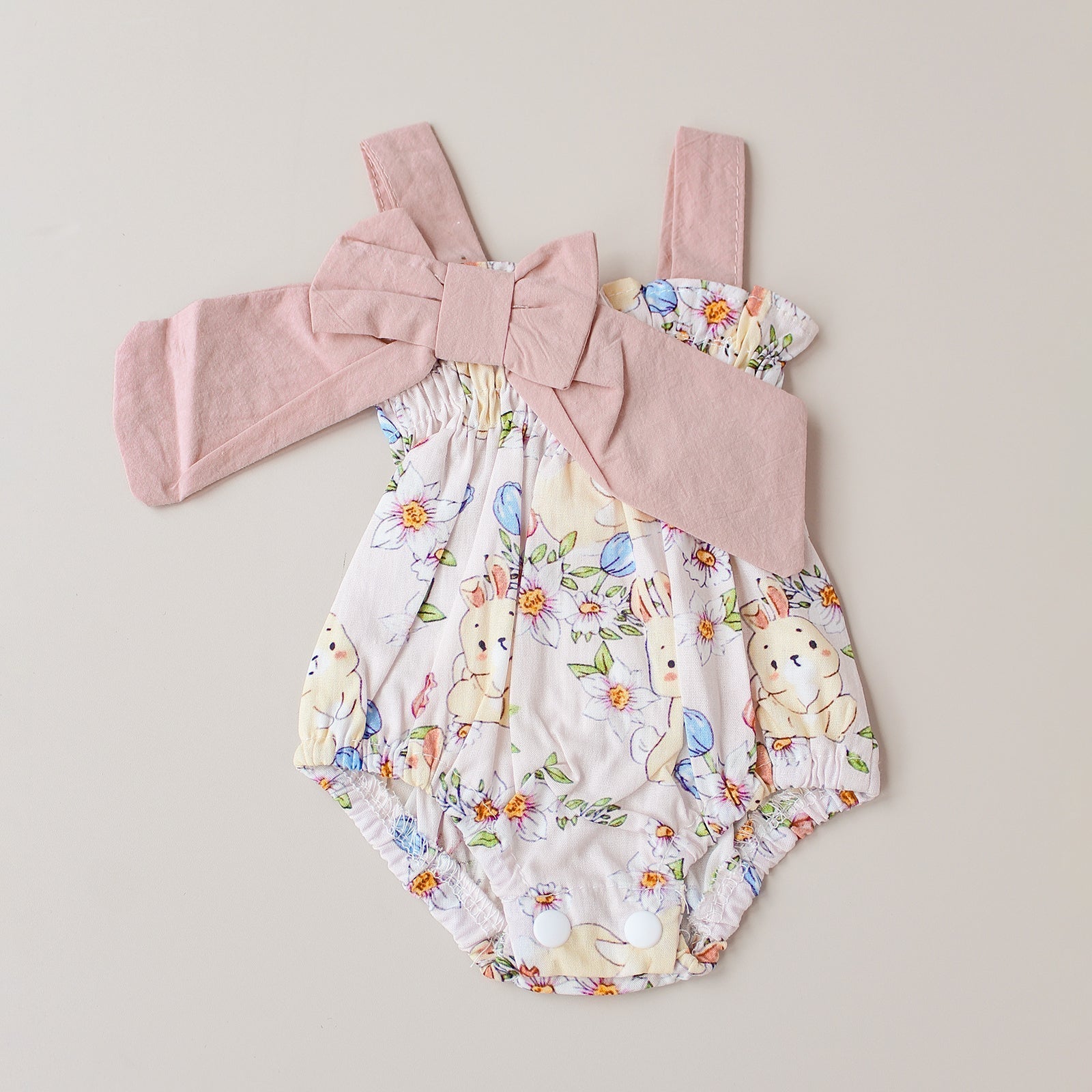 Correas rosas con cordones y estampado animal – Para bebés reborn de 44 a 52 cm 